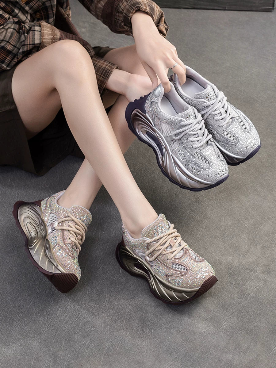 Chunky Sole Breathable Mesh Dad Sneakers for Women