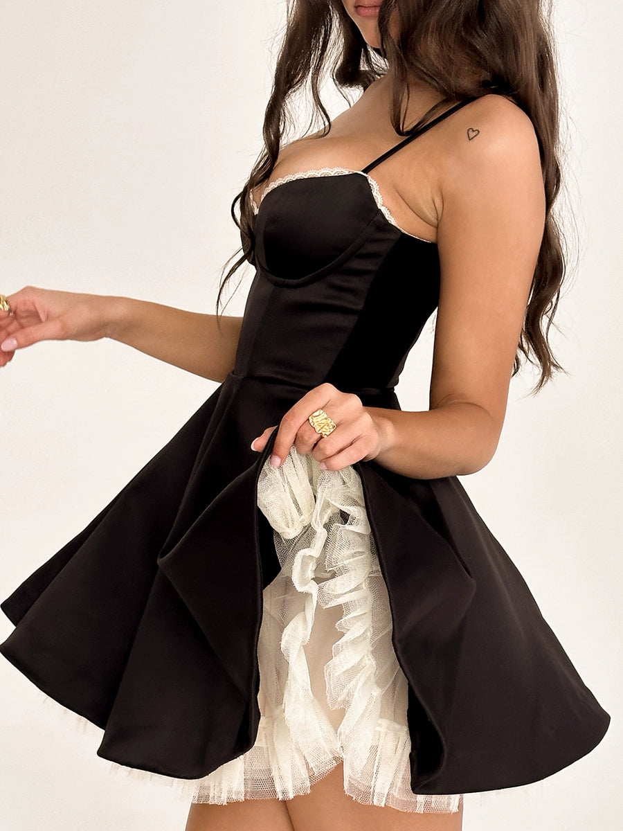Women's Slim-Waist A-Line Retro Evening Dress Formal Midi Dress for Black Tie Wedding Guest Cocktail Party Prom Date Night