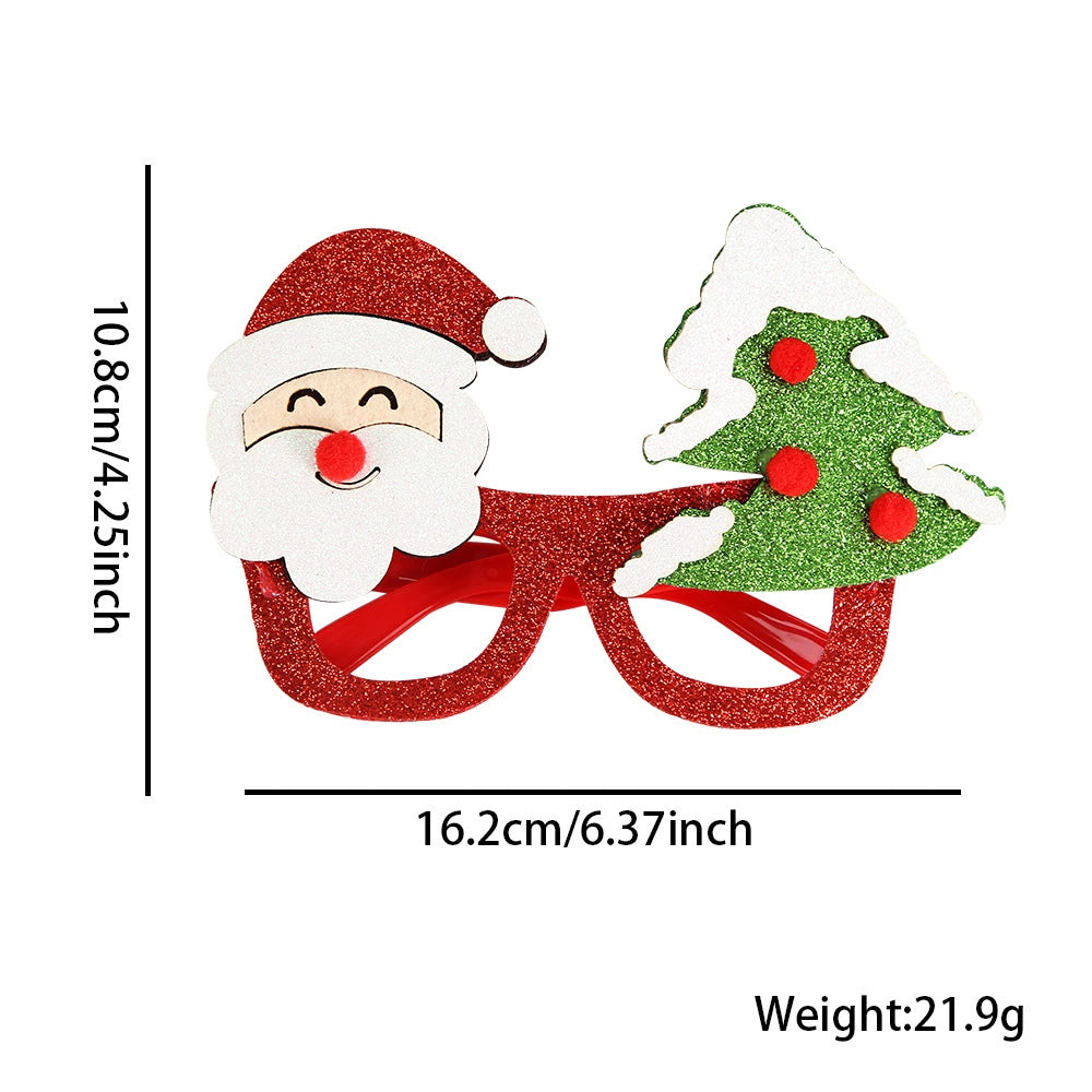 Glitter Santa and Reindeer Party Glasses, Sparkly Christmas Photo Props for Holiday Parties