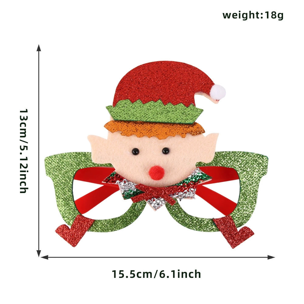 Glitter Santa and Reindeer Party Glasses, Sparkly Christmas Photo Props for Holiday Parties
