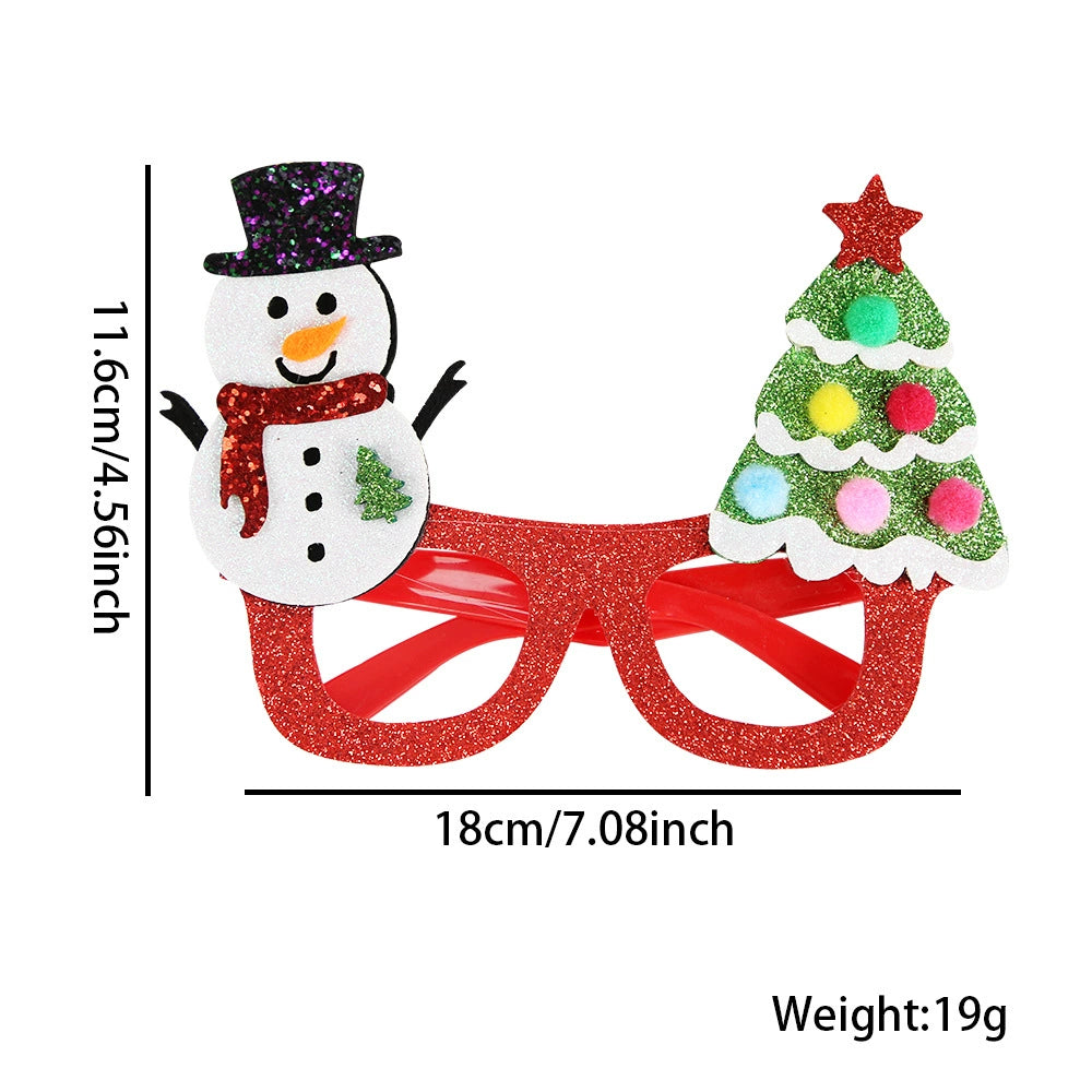 Glitter Santa and Reindeer Party Glasses, Sparkly Christmas Photo Props for Holiday Parties