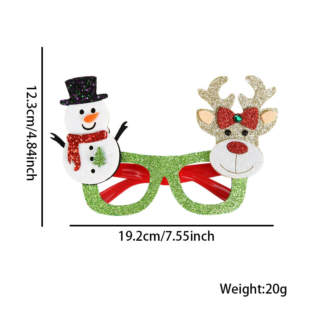 Snowman reindeer green glasses