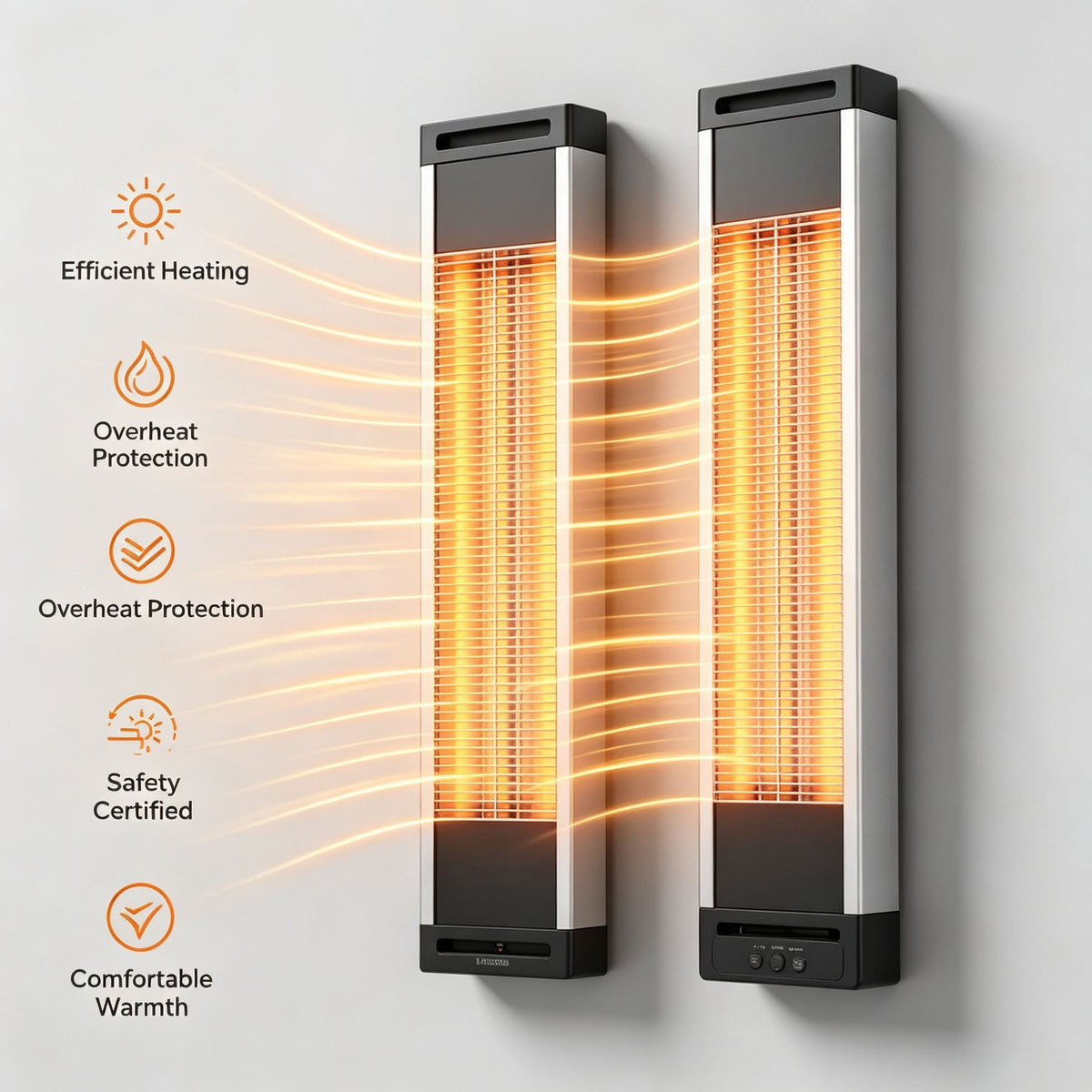 Wall Mounted Electric Heater for Bedroom Home Office and Living Room for Daily Home Use