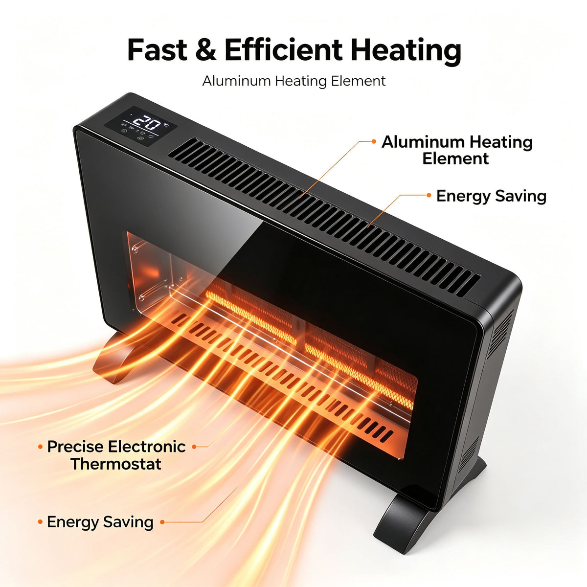Smart WiFi Glass Panel Heater for Bedroom Home Office and Living Room for Daily Home Use