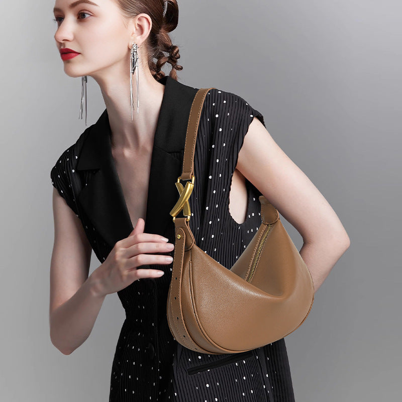 Women's Large-capacity Leather Dumpling Bag Crossbody Purse for Travel and Sightseeing Everyday Casual Streetwear Premium Date Night Office