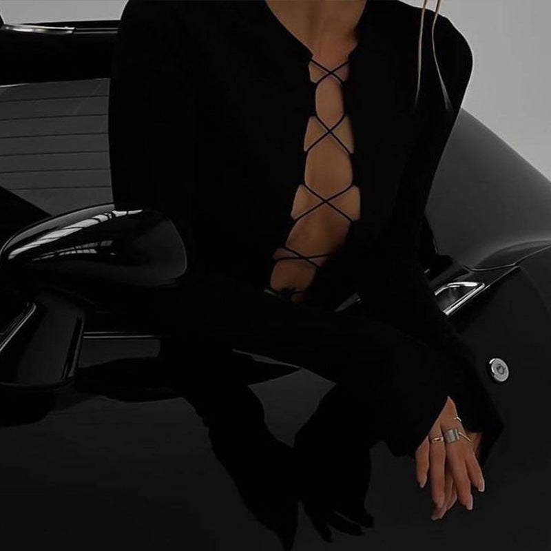 Women's Streetwear Slim-Fit Long Sleeve Lace-Up Dress Party Evening Outfit Day for Office Wedding Guest Date Night Business Casual Summer Travel