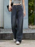 Women's Straight Plus Size Oversized Wide-Leg Jeans for Casual Outfits Everyday Office Weekend Date Night