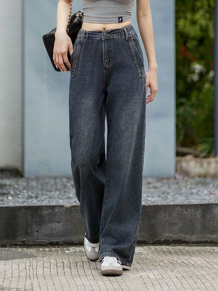 Women's Straight Plus Size Oversized Wide-Leg Jeans for Casual Outfits Everyday Office Weekend Date Night