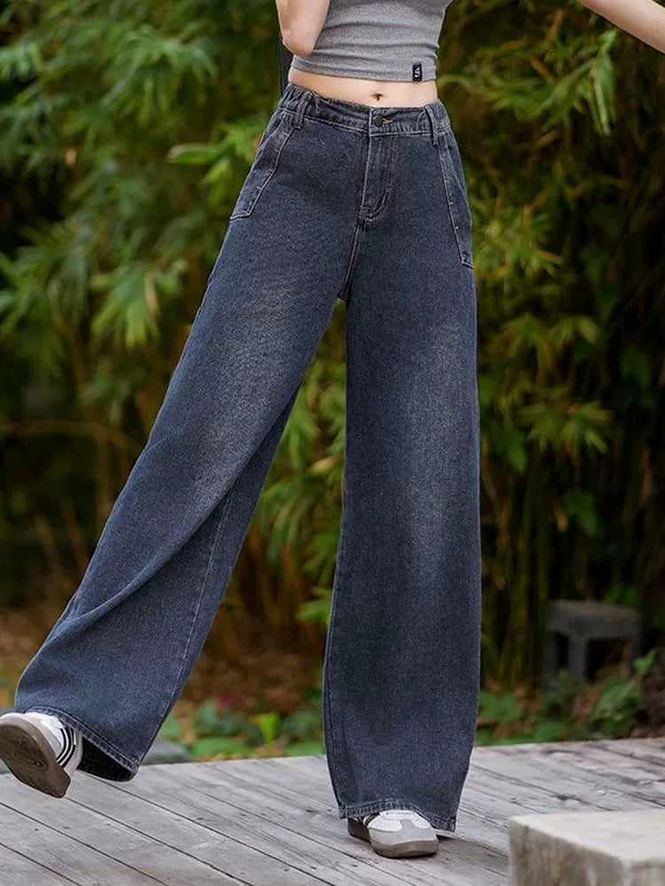 Women's Straight Plus Size Oversized Wide-Leg Jeans for Casual Outfits Everyday Office Weekend Date Night