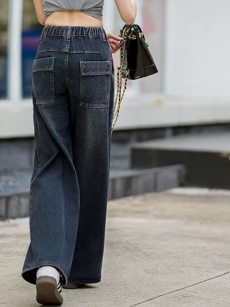 Women's Straight Plus Size Oversized Wide-Leg Jeans for Casual Outfits Everyday Office Weekend Date Night