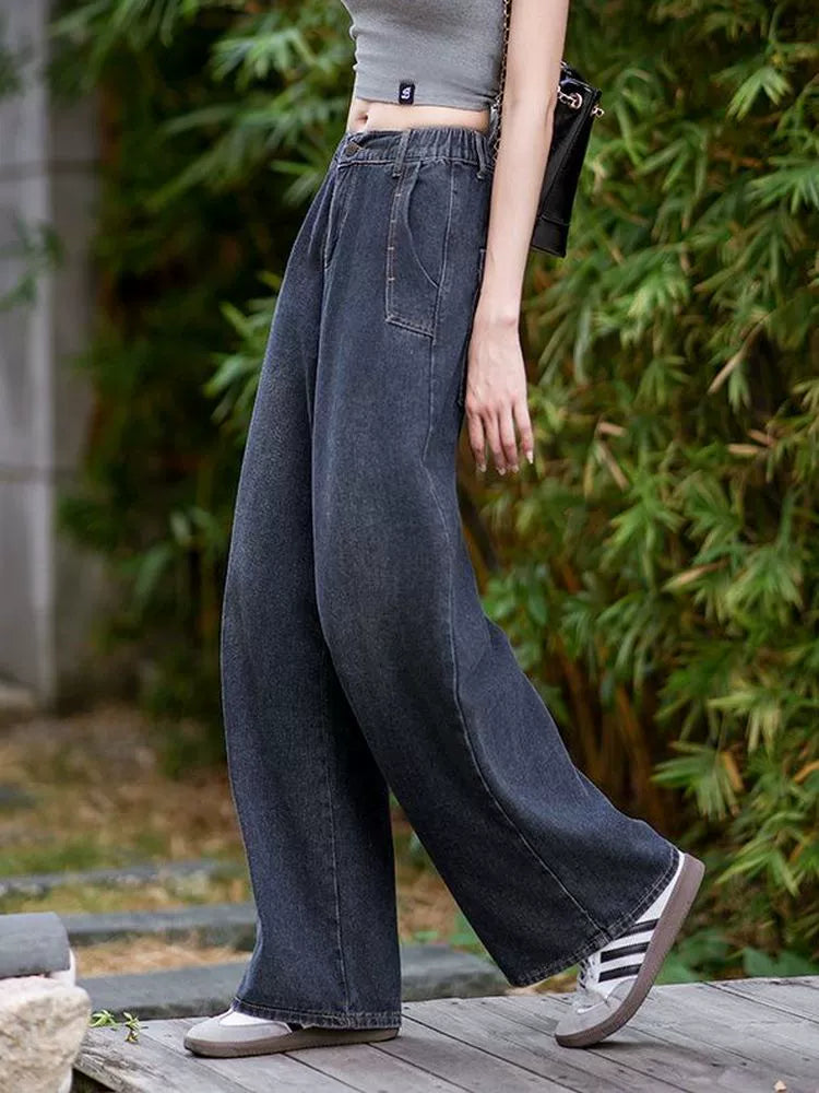 Women's Straight Plus Size Oversized Wide-Leg Jeans for Casual Outfits Everyday Office Weekend Date Night