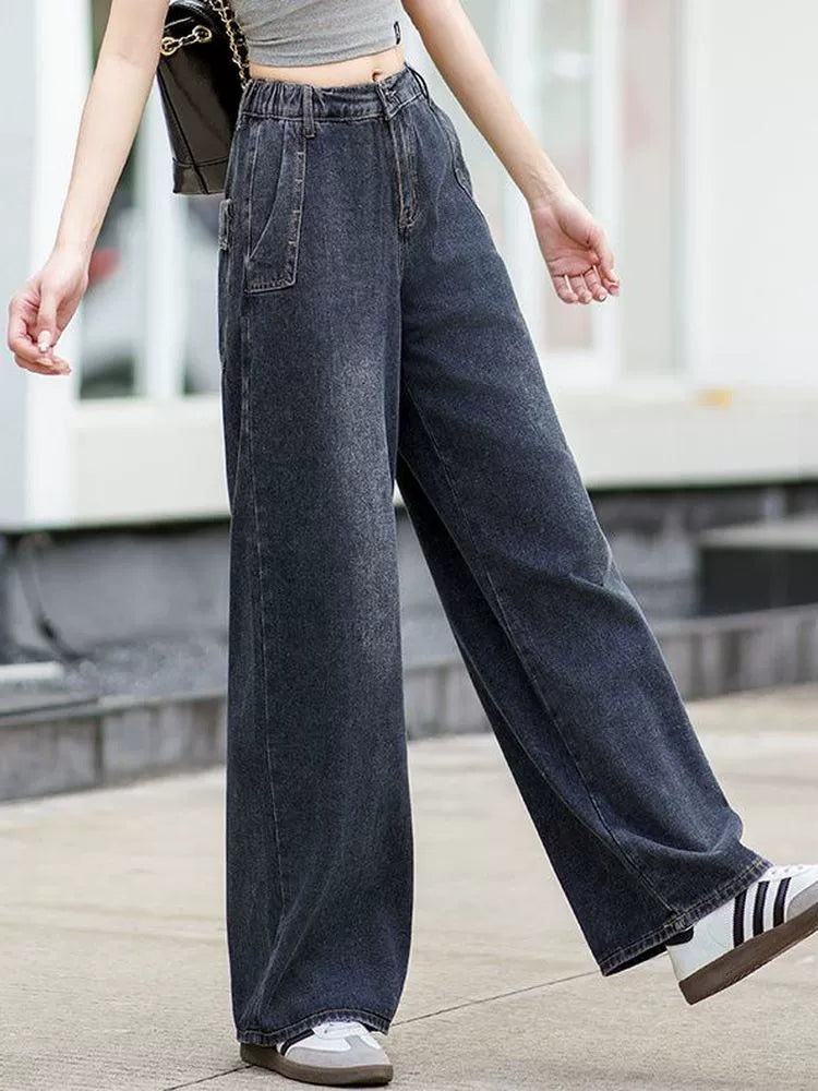 Women's Straight Plus Size Oversized Wide-Leg Jeans for Casual Outfits Everyday Office Weekend Date Night