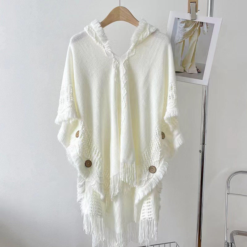 Women's Tassel Boho Fall Winter Knit Hooded Jacket Casual Coat Outerwear Travel Outdoor