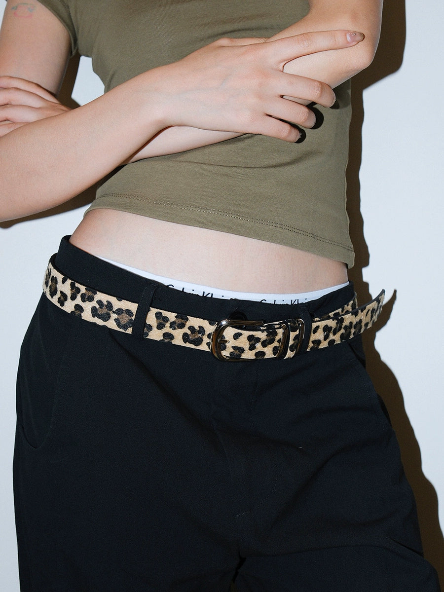 Women's Y2k Streetwear Skinny Snake-print Spring Summer Leopard Plush Korean-style Retro Waist Belt Gift Party Designer Versatile Office