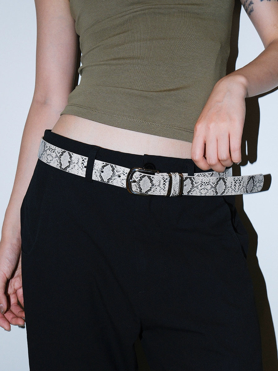 Women's Y2k Streetwear Skinny Snake-print Spring Summer Leopard Plush Korean-style Retro Waist Belt Gift Party Designer Versatile Office