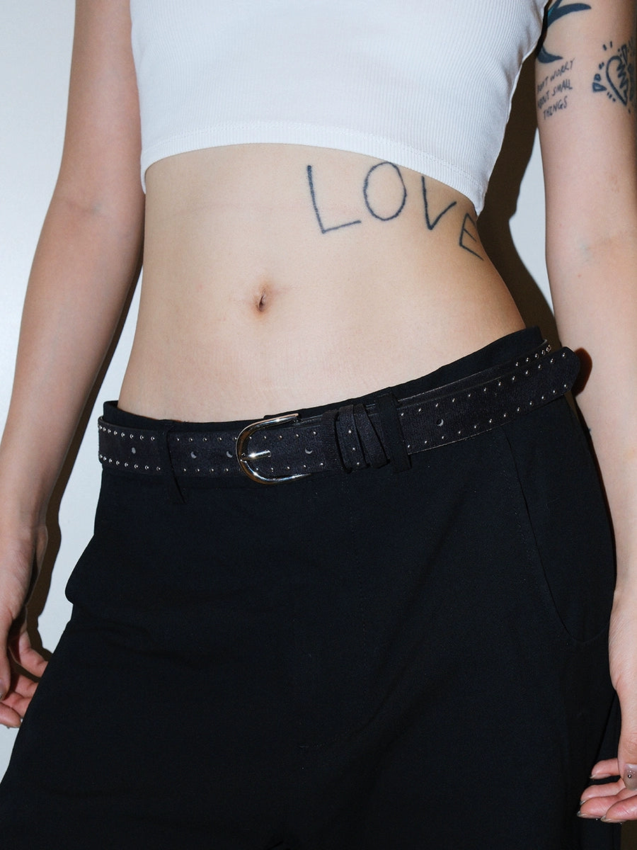 Women's Y2k Streetwear Pin Buckle Skinny Minimalist Studded Jeans Belt Waist Designer