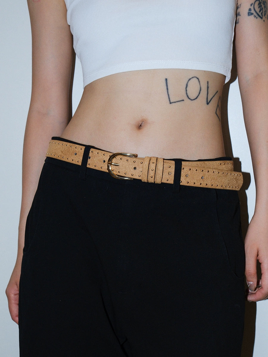 Women's Y2k Streetwear Pin Buckle Skinny Minimalist Studded Jeans Belt Waist Designer