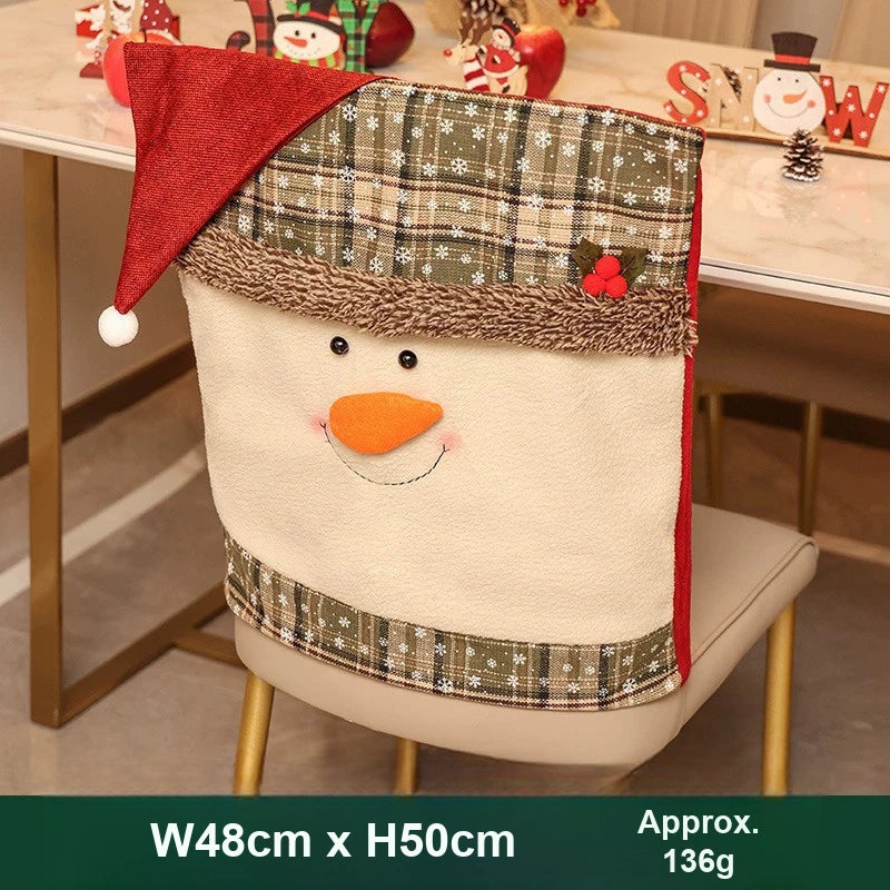 Santa Hat Dining Chair Cover, Festive Holiday Chair Back Decoration for Christmas Dinner Parties