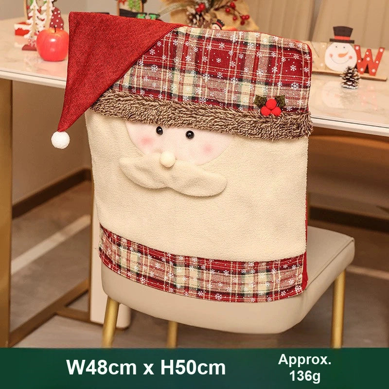Santa Hat Dining Chair Cover, Festive Holiday Chair Back Decoration for Christmas Dinner Parties