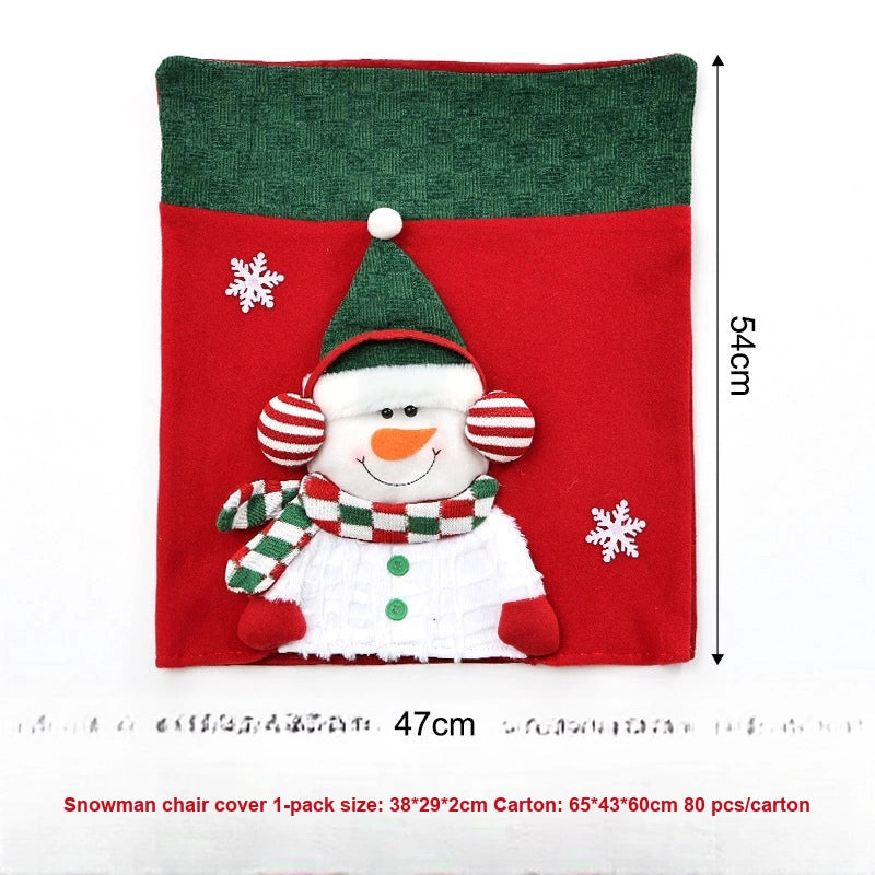 Red-green knit chair cover Snowman