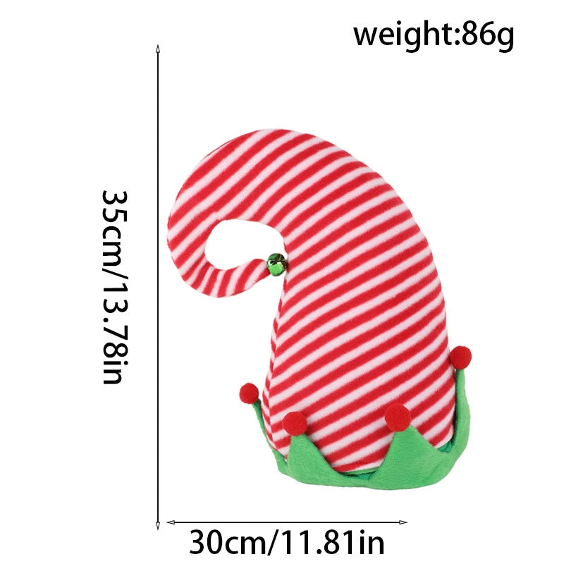 Elf Tipped Christmas Hat with Bells, Fun Holiday Costume Accessory for Parties and Seasonal Photos
