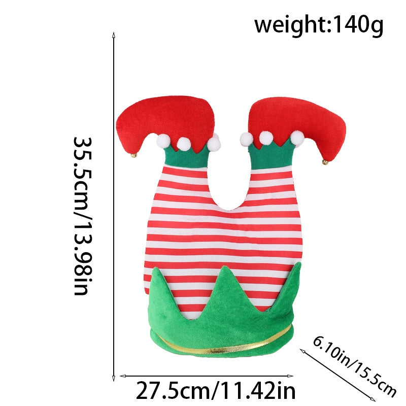 Elf Tipped Christmas Hat with Bells, Fun Holiday Costume Accessory for Parties and Seasonal Photos