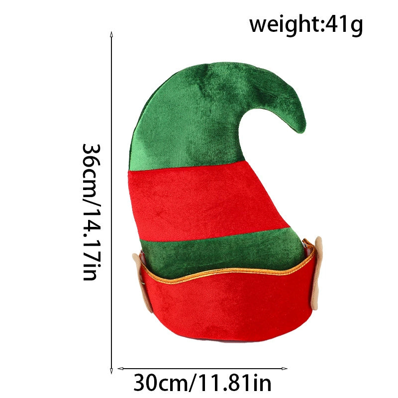 Elf Tipped Christmas Hat with Bells, Fun Holiday Costume Accessory for Parties and Seasonal Photos