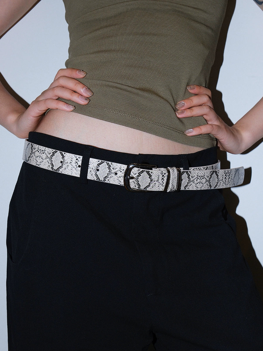 Women's Y2k Punk Subculture Streetwear Snake-print Minimalist White Leopard Waist Belt Gift Party Designer