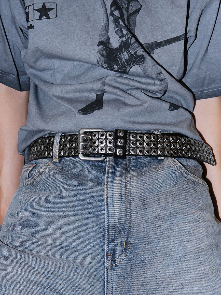 Women's Punk Pin Buckle Heavy-duty Studded Leather Waist Belt for Date Night Gift Party Designer Office Everyday