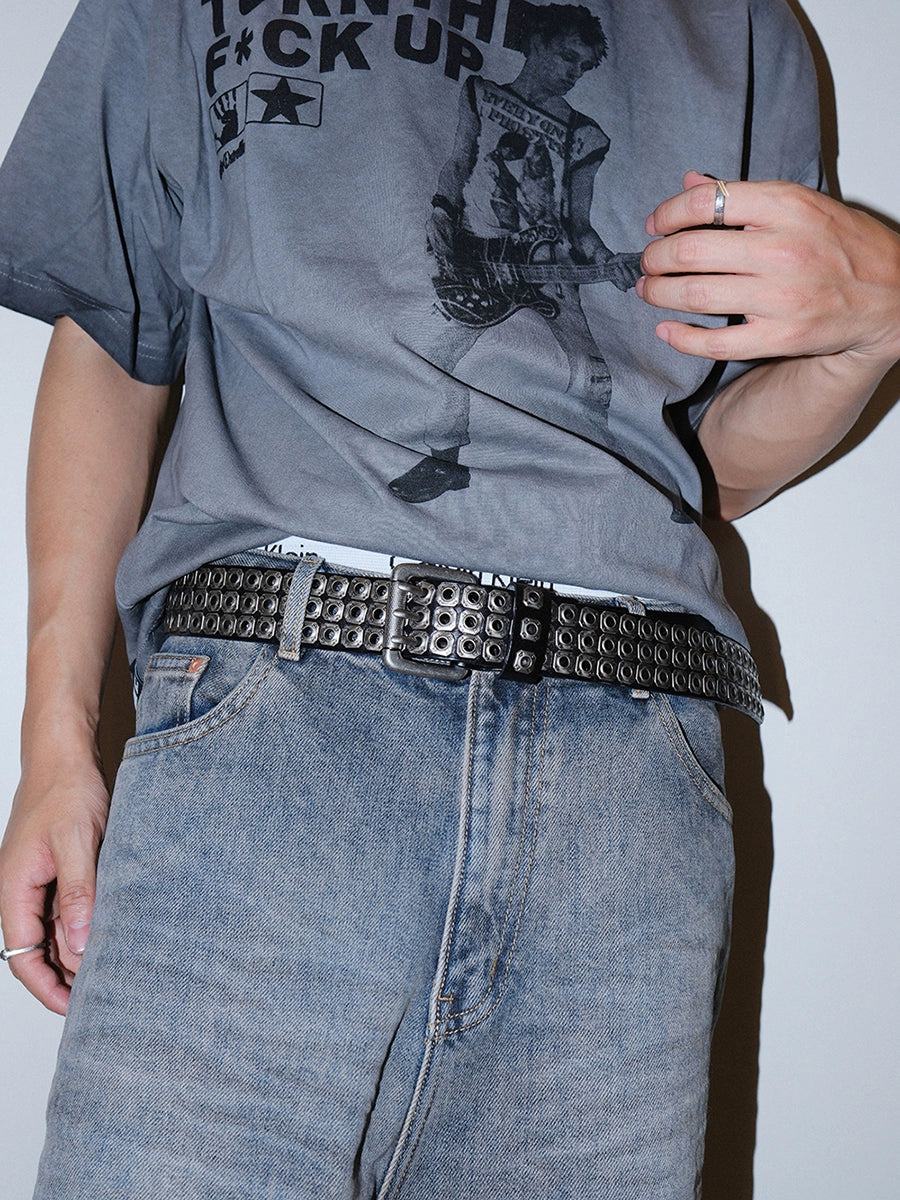 Women's Punk Pin Buckle Heavy-duty Studded Leather Waist Belt for Date Night Gift Party Designer Office Everyday