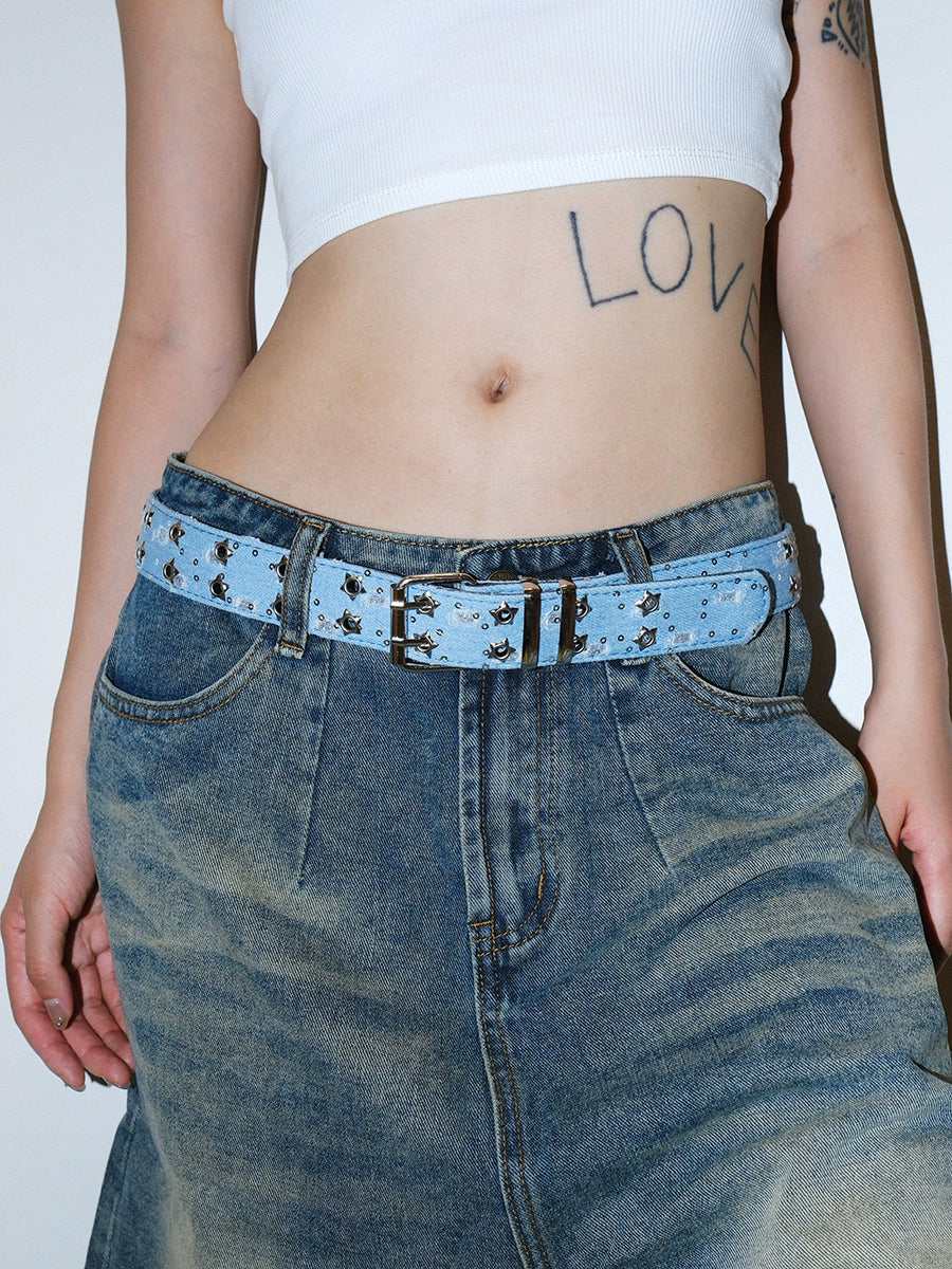 Women's Y2k Streetwear Star Canvas Glitter No-hole Belt Waist Gift Designer Everyday