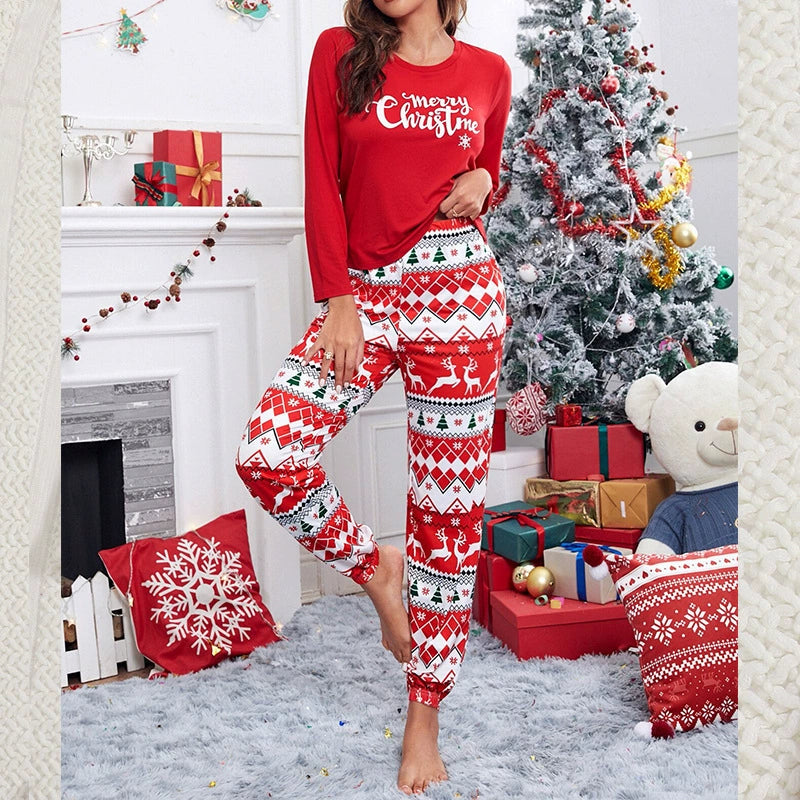 Camo Print Christmas Pajama Set for Women, Long Sleeve Holiday Sleepwear and Casual Home Loungewear