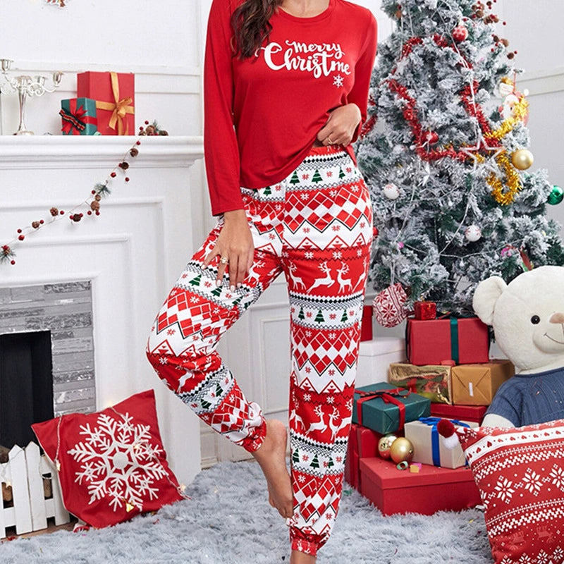 Camo Print Christmas Pajama Set for Women, Long Sleeve Holiday Sleepwear and Casual Home Loungewear