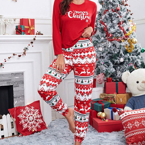 Camo Print Christmas Pajama Set for Women, Long Sleeve Holiday Sleepwear and Casual Home Loungewear