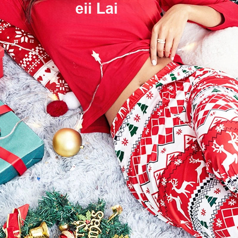 Camo Print Christmas Pajama Set for Women, Long Sleeve Holiday Sleepwear and Casual Home Loungewear