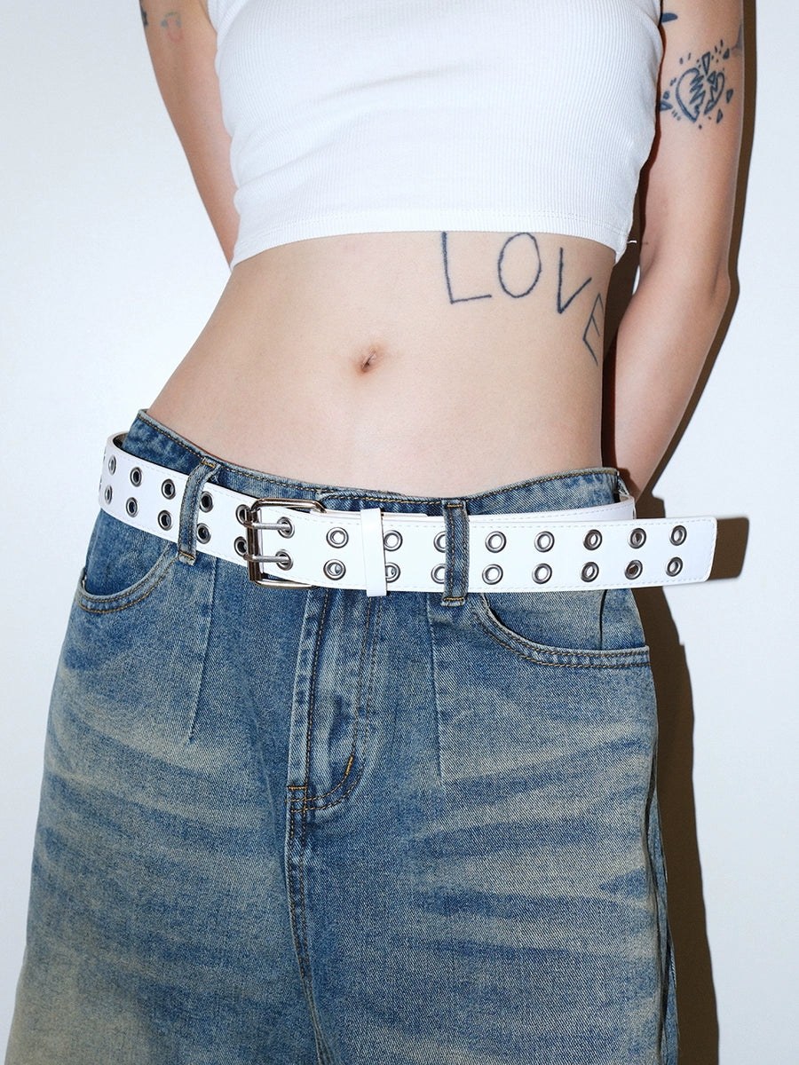 Women's Y2k Punk Rock Streetwear Double-breasted Cutout No-hole Belt Waist Gift Designer Versatile