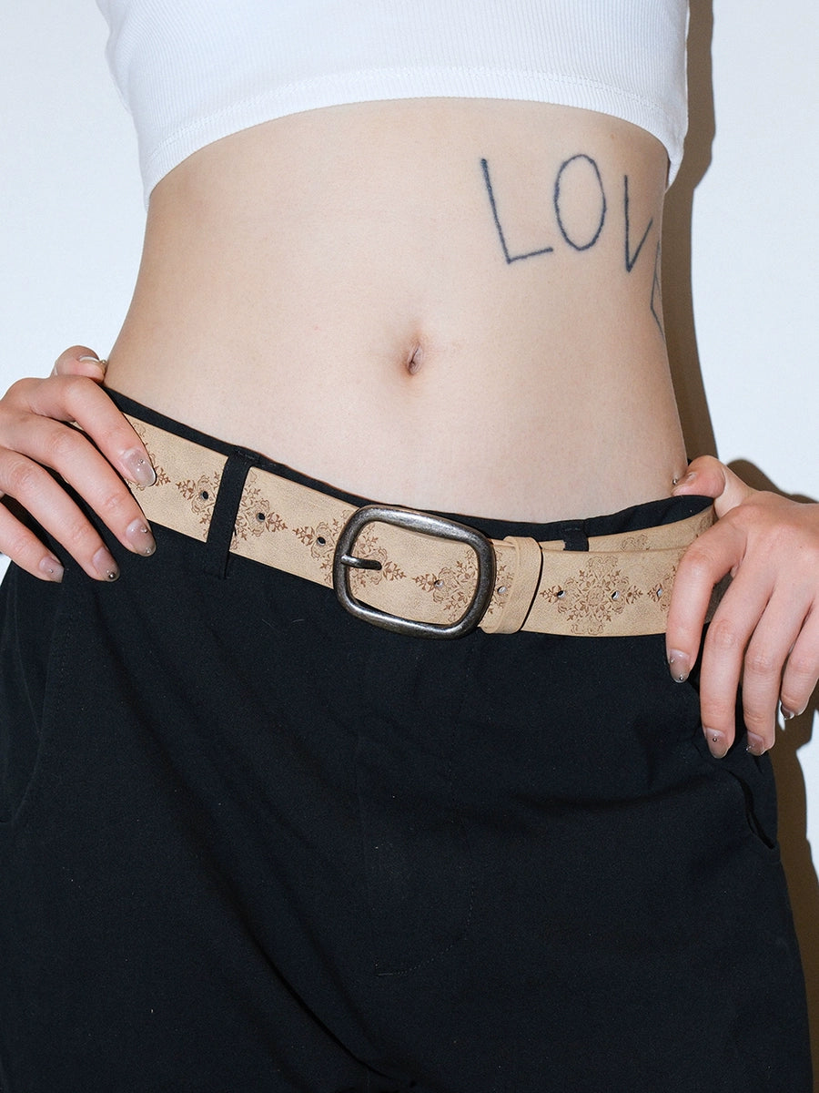 Women's Ethnic Studded Oxidized Boho Brown Cutout Retro Waist Belt Designer Versatile