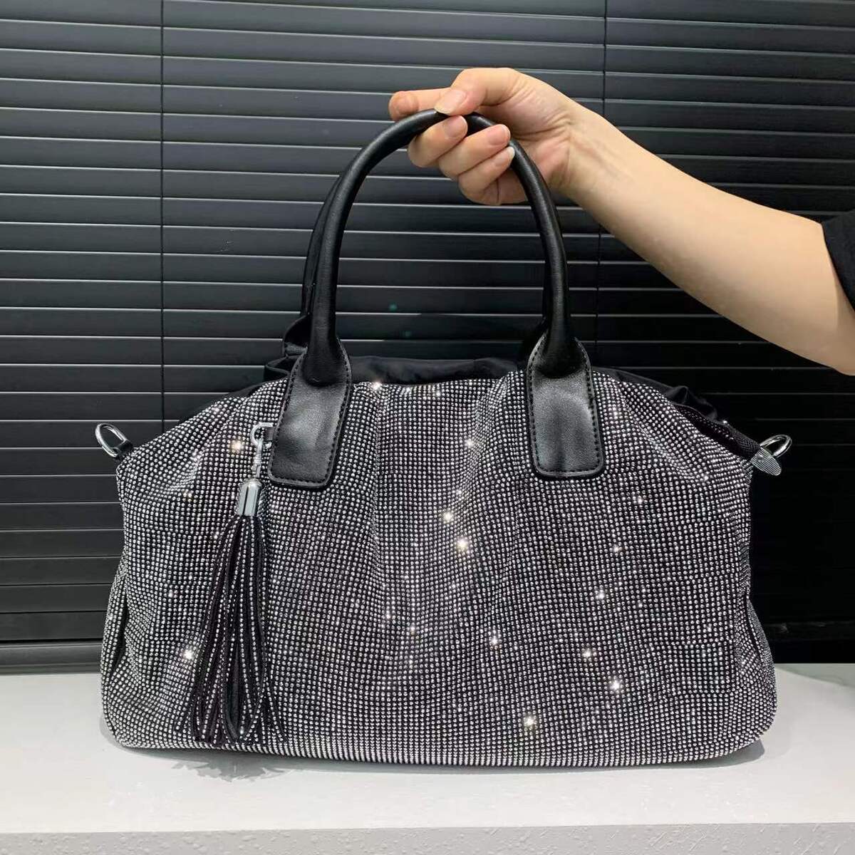 Women's Large-Capacity Commute Office Crystal Workwear Retro Tote Bag Shoulder Crossbody Purse Work and Travel School