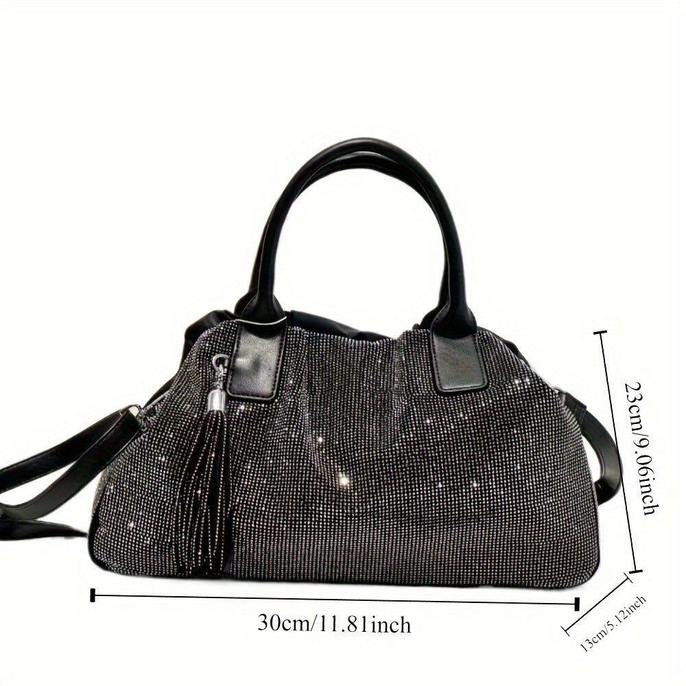 Women's Large-Capacity Commute Office Crystal Workwear Retro Tote Bag Shoulder Crossbody Purse Work and Travel School