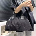 Women's Large-Capacity Commute Office Crystal Workwear Retro Tote Bag Shoulder Crossbody Purse Work and Travel School
