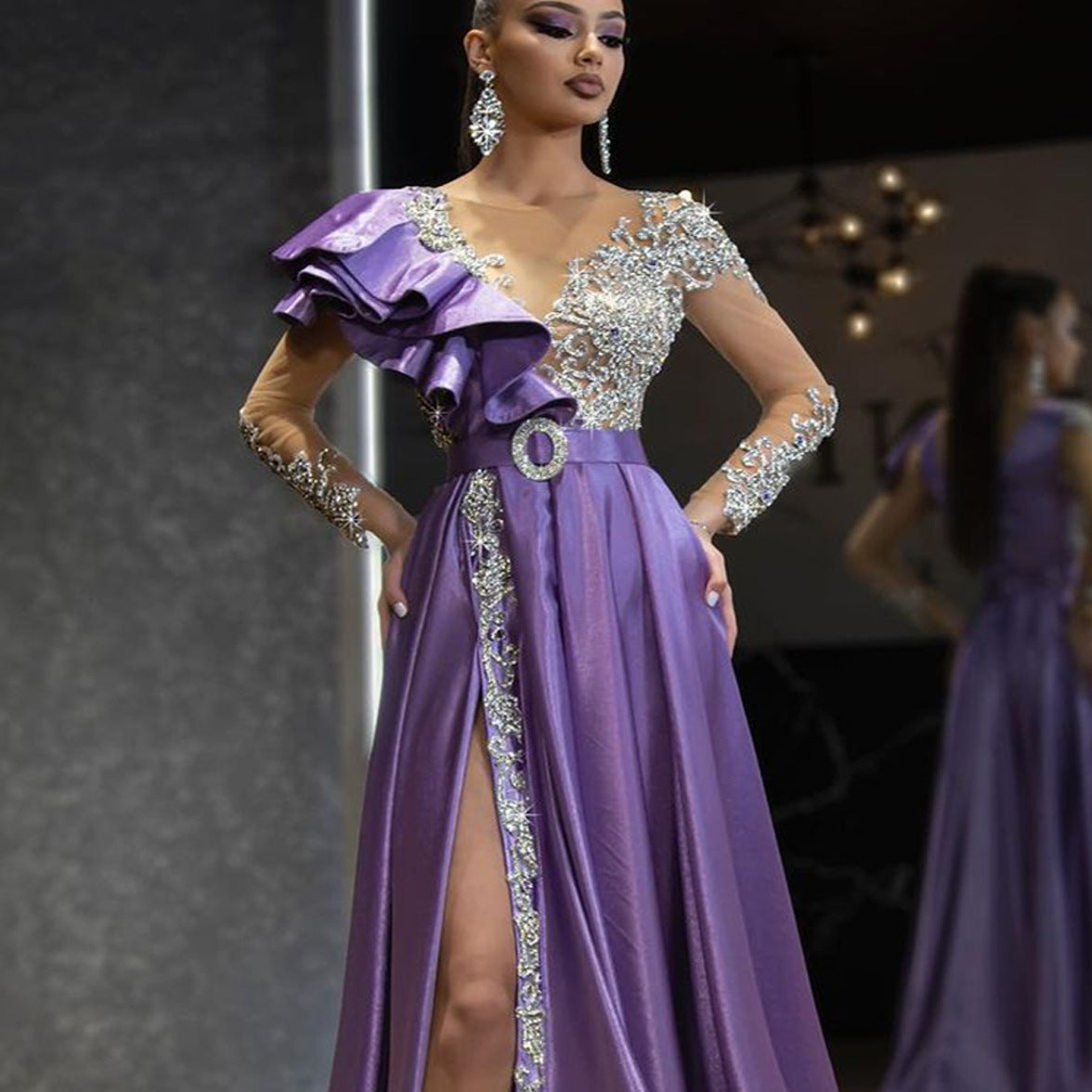 Women's Glitter Satin Evening Dress Formal Midi Dress for Black Tie Wedding Guest Cocktail Party Prom Date Night
