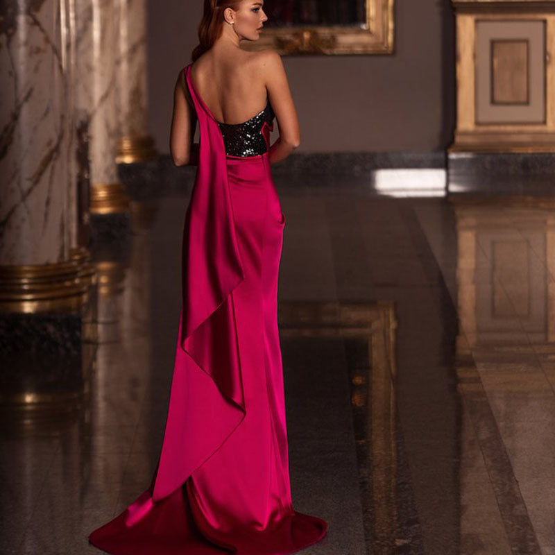 Women's Glitter Spring Summer Slit Maxi Slim-fit Evening Dress Formal Midi Dress for Black Tie Wedding Guest Cocktail Party Slimming Prom Date Night