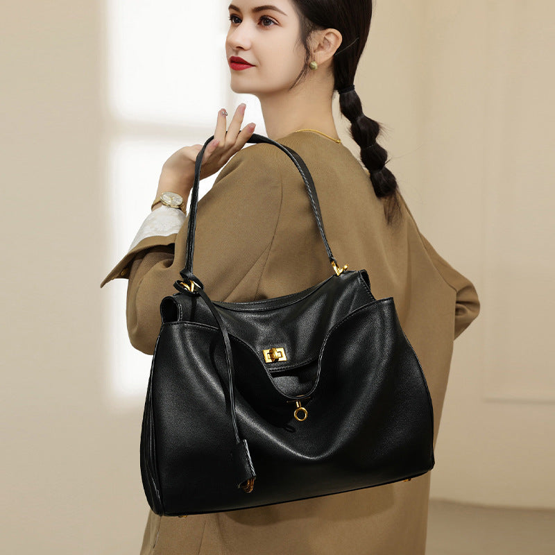 Women's Large-capacity Commute Office Leather Workwear Tote Bag Shoulder Crossbody Purse Premium Work and Travel