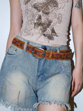 Women's Ethnic Oxidized Boho Brown Embroidered Retro Waist Belt Gift Designer Versatile