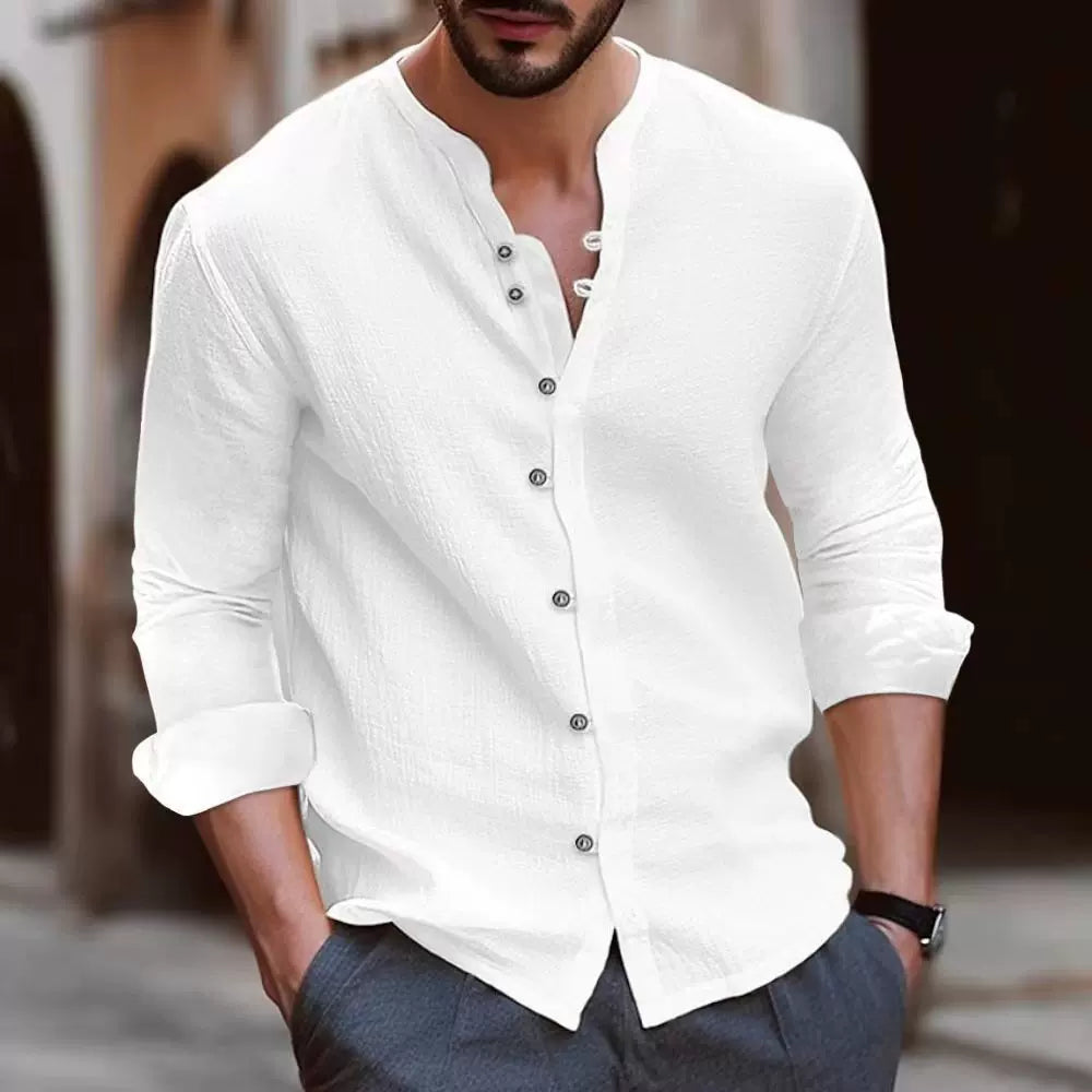 Men's Fall Winter Oversized Long Sleeve Retro Casual Button Shirt Office Blouse Office Workwear Outfit for Men