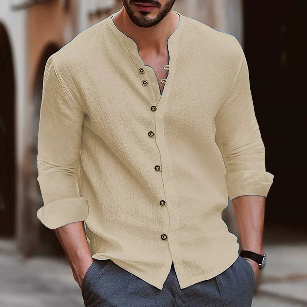 Men's Fall Winter Oversized Long Sleeve Retro Casual Button Shirt Office Blouse Office Workwear Outfit for Men