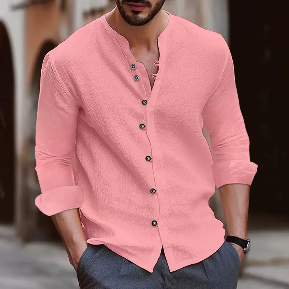 Men's Fall Winter Oversized Long Sleeve Retro Casual Button Shirt Office Blouse Office Workwear Outfit for Men