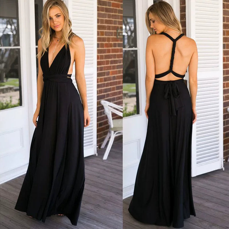 Women's Open-back Maxi Evening Dress Formal Midi Dress Party Dress Formal Party Wedding Guest Dress