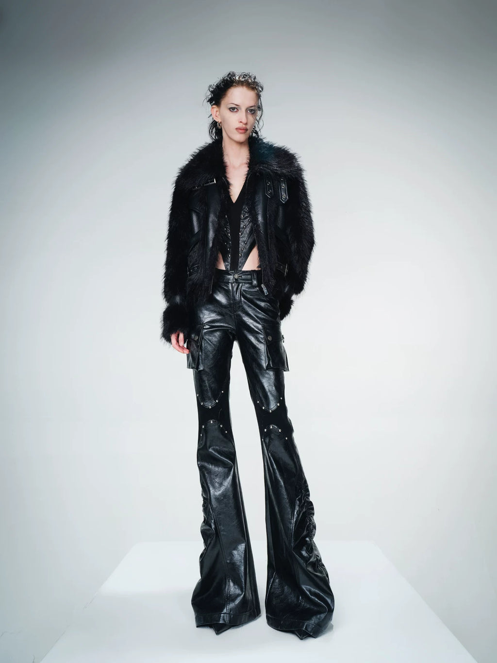 Women's Leather-Look Pants Wide-Leg for Office Outfits Business Casual Work Travel Comfort Weekend