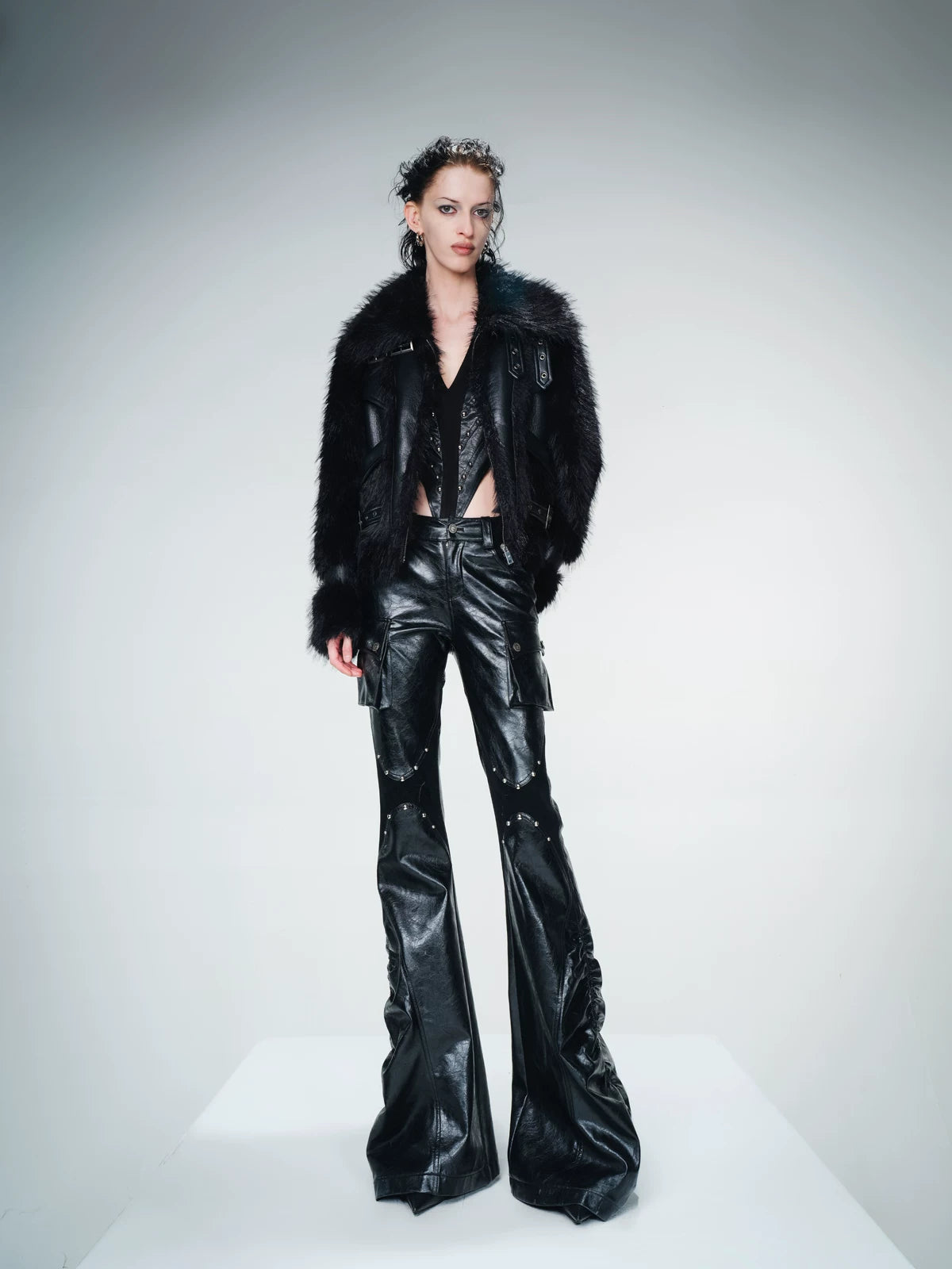 Women's Leather-Look Pants Wide-Leg for Office Outfits Business Casual Work Travel Comfort Weekend